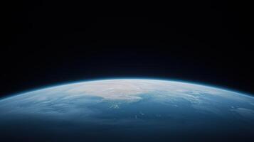 Holographic Display of Earth Rotating with Real-Time Data in Space View, Technology and Innovation in Global Connectivity, Earth Surface from Space, Futuristic Visualization Concept photo