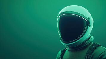 Green Screen Inside Astronaut Helmet Visor for Space Exploration, Technology, and Futuristic Design Themes in Stock Photography photo