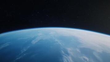 Majestic Blue Earth Sunrise From Space with Starry Background for Futuristic and Cosmic Design Concepts photo