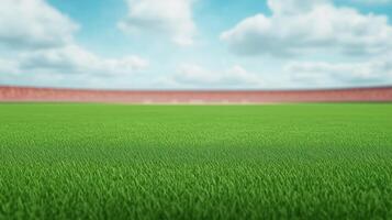 Grand Baseball Stadium Field Diamond in Daylight With Expansive Green Grass and Blue Sky View Reflecting Modern Sports Architecture and Outdoor Sports Atmosphere in Vibrant Natural Setting photo