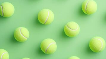Pattern of New Green Tennis Balls for Sports Enthusiasts and Fitness Promotions with a Fresh Vibrant Background Emphasizing Health and Active Lifestyle in a Stylish Minimalist Design photo