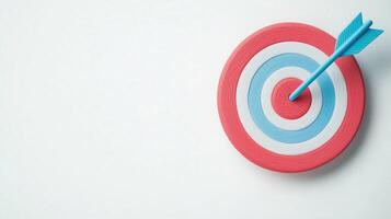 Bright Round Target with Blue Arrow on White Background Symbolizing Focus and Precision photo