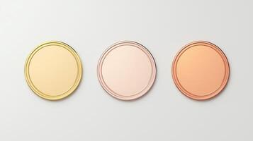 Three Winner Medals Isolated on Transparent Background Representing Gold Silver Bronze Set for Achievement and Competition Themes in Stock Photography photo