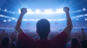 Exciting Sports Tournament Final Match in a Vibrant Stadium with Enthusiastic Crowd Cheering Under Bright Lights, Capturing the Intensity and Passion of Live Athletic Competitions photo