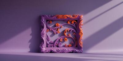 Ornate Swirling Rectangular Frame in Vibrant Purples and OrangesOrnate Swirling Rectangular Frame in Vibrant Purples and Oranges. photo
