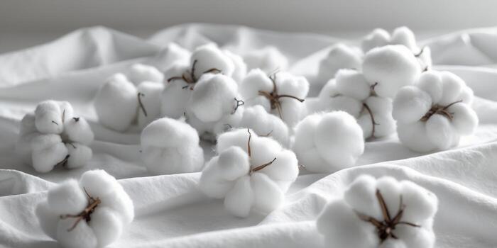 un manojo de blanco algodón pelotas son en un blanco sábana foto