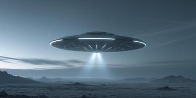 Alien Spaceship Over a Mysterious Landscape photo