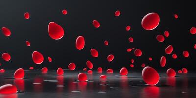 true black Background red foreground abstract forms floating droplets photo