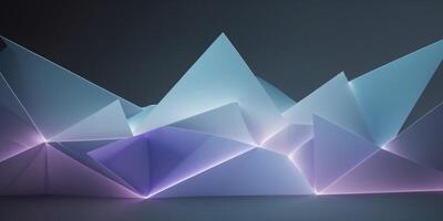 Mesmerizing geometric design of luminescent triangles gradually dissolving into darkness photo
