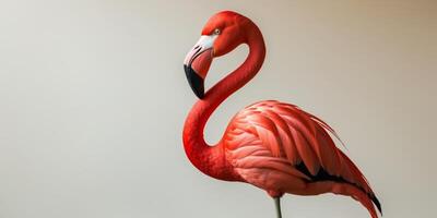 A unique flamingo flower in bold red on a soft cream backdrop photo