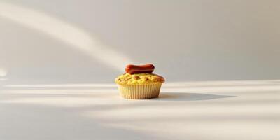 cheese muffin topped with sausage with copy space image place for adding text or design photo