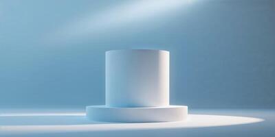 elevated cylindrical display platform blue hazeelevated cylindrical display platform blue haze. photo