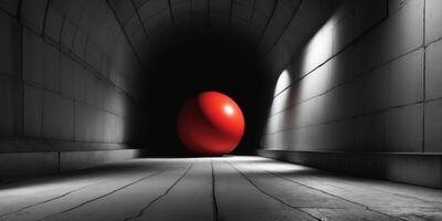 A tunnel with a red ball in the middle of it photo