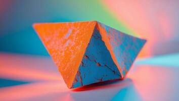 Abstract orange textured triangle on vibrant backgroundAbstract orange textured triangle on vibrant background. photo