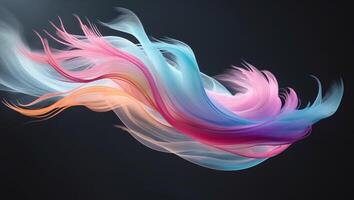 Soft Abstract Colorful Plume in Motion on Black Background - Modern Digital Art ConceptSoft Abstract Colorful Plume in Motion on Black Background - Modern Digital Art Concept. photo