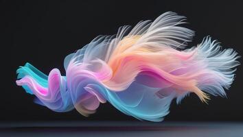 Soft Abstract Colorful Plume in Motion on Black Background - Modern Digital Art Concept photo