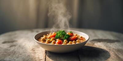 Chickpea Stew with Tomatoes and Parsley in a Bowl photo