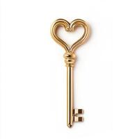 Unique heart-shaped golden key with intricate design suitable for decorative purposes and gifts photo
