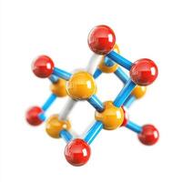 Molecular structure model showcasing energetic connections with colorful atoms in a laboratory setting photo