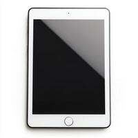 High-resolution tablet device with a sleek design and minimal buttons displayed on a white surface photo
