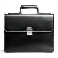 Classic black leather briefcase suitable for professional settings and business meetings photo