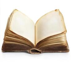 Open book with blank pages resting on a flat surface showcasing potential for writing or drawing in natural light photo