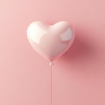 Heart-shaped balloon floating against a soft pink background, creating a romantic and whimsical atmosphere perfect for celebrations and events photo