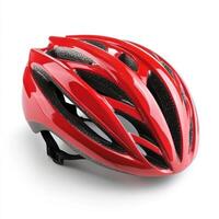 Bright red cycling helmet designed for safety and performance during outdoor rides photo