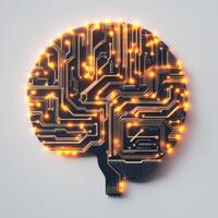 Circuit brain design showcasing technology integration with glowing connections and patterns photo