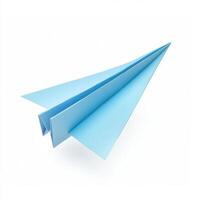 Blue paper airplane designed for maximum flight performance in indoor settings photo