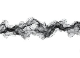 Black wispy smoke texture swirling across a blank white background photo