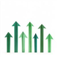 Green paper arrows pointing upward symbolizing growth and progress in business and personal development photo