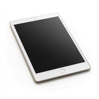 Stylish white tablet on a clean surface with a sleek design showcasing modern technology photo