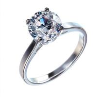 Sparkling diamond engagement ring displayed on a white background highlighting its brilliance and elegance photo
