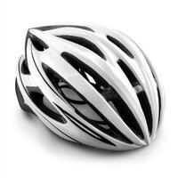 Sleek white cycling helmet designed for safety and performance during biking activities photo