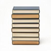 Stack of vintage books arranged neatly on a white surface with a simple design photo