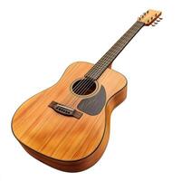 Beautiful acoustic guitar displayed on a neutral background showcasing craftsmanship and design photo