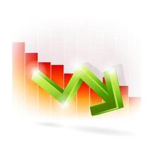 Green arrow on red bar graph illustration vector