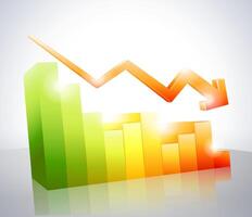 Orange arrow on red bar graph illustration vector