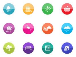 Autumn icons in color circles illustration vector