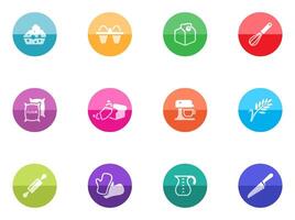 Baking icons in color circles vector