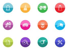 Bicycle accessories icons in color circles illustration vector
