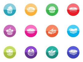 Cakes icons in color circles illustration vector