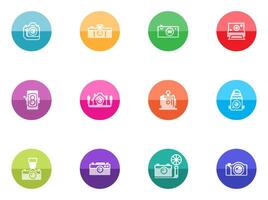 Camera icons in color circles illustration vector