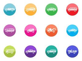 Car icons in color circles illustration vector