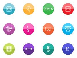 Electricity icons in color circles illustration vector