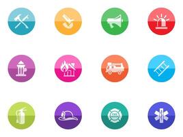 Fire fighter icons in color circles illustration vector