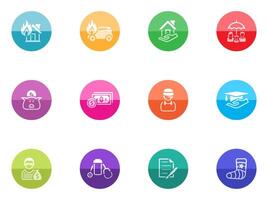 Insurance icons in color circles illustration vector