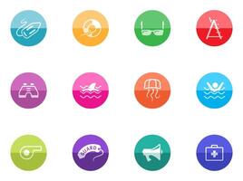 Lifeguard icons in color circles illustration vector