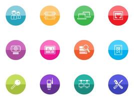 Computer network icon in color circles illustration vector